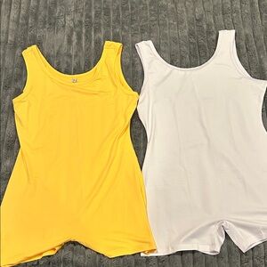 Yellow and White Sleeveless Rompers